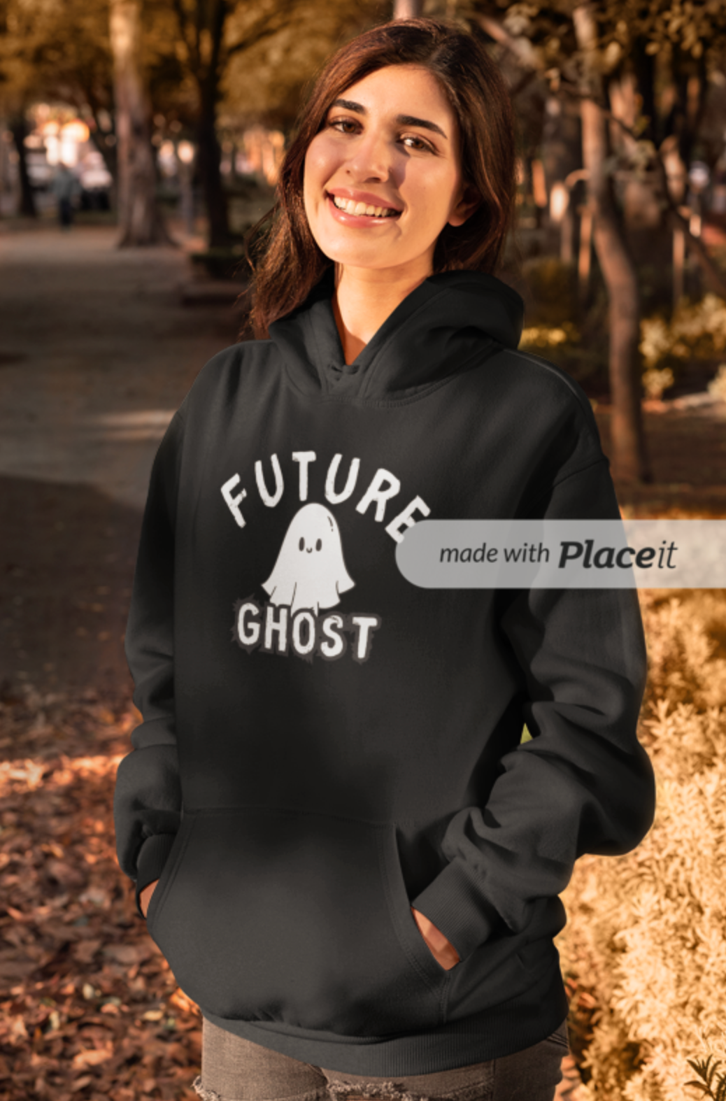 Ladies' Pullover Hooded Sweatshirt, Future Ghost